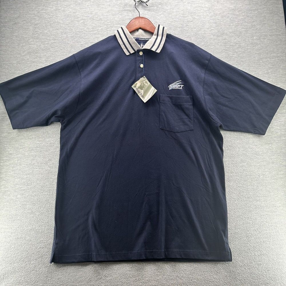 Vintage Arnold Palmer Men Navy Blue Short Sleeve Polo Shirt- Swift Logo (A25 )